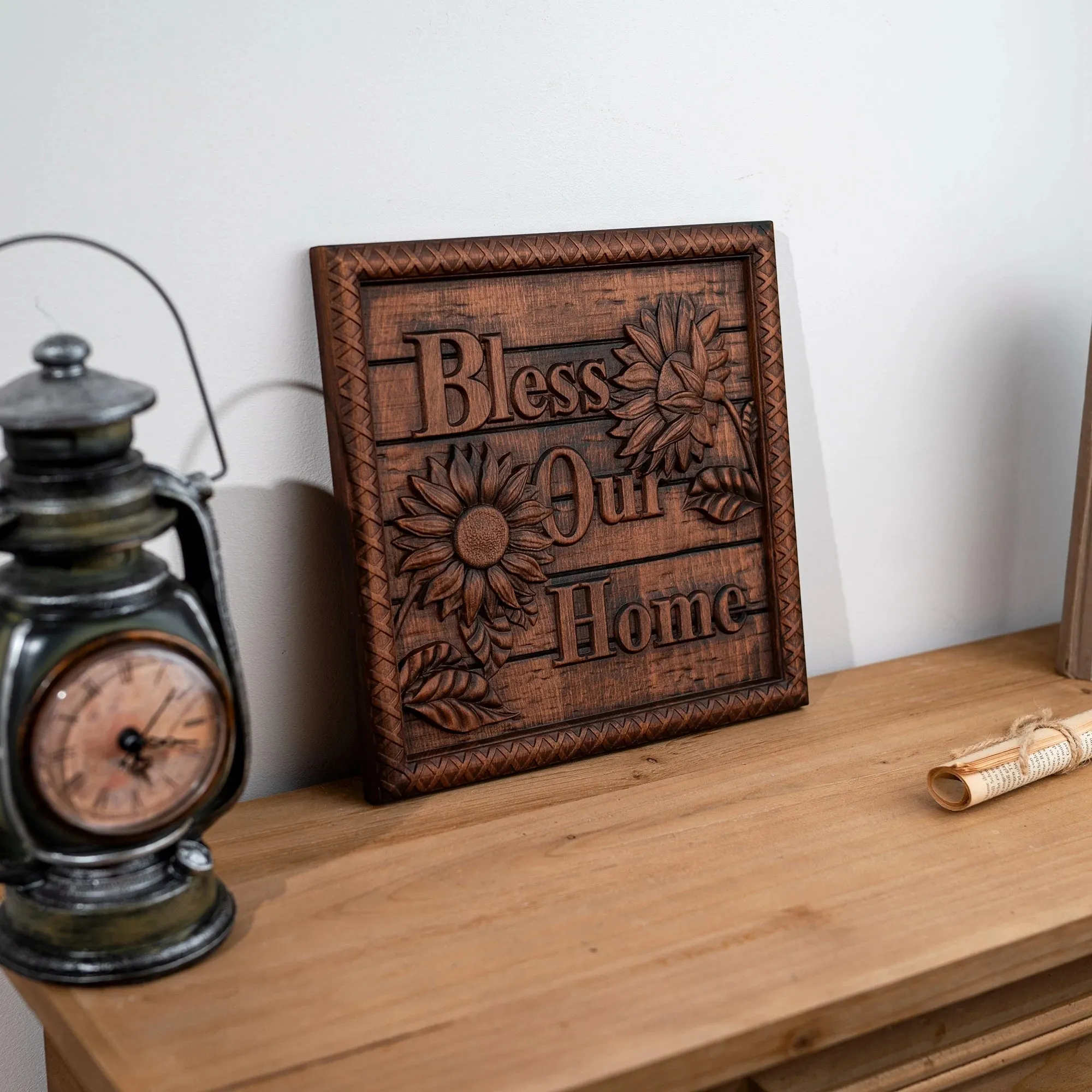 Sunflower Hanging Plaque Home Decor Bless Our Doorstep Wooden Decor Modern Home Decor Personalized Farmhouse Home Decor
