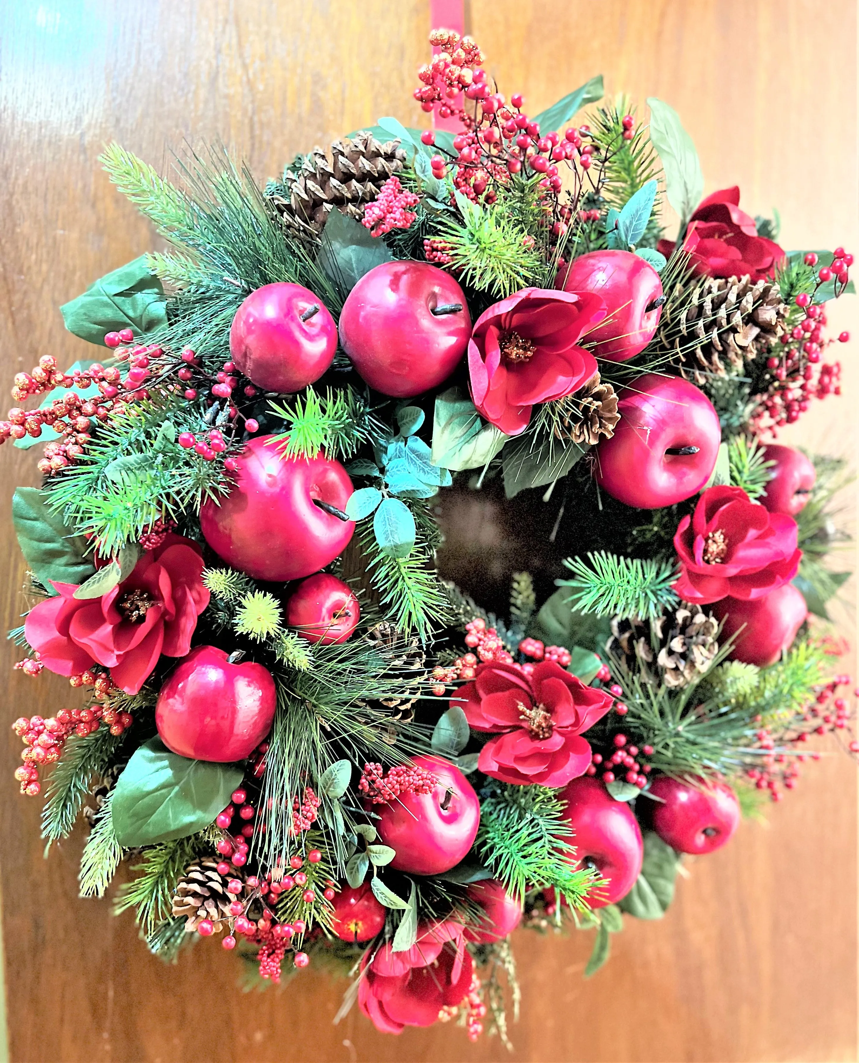 Sweet Apple-Berry-Pinecone Wreath 26 Inches Diameter