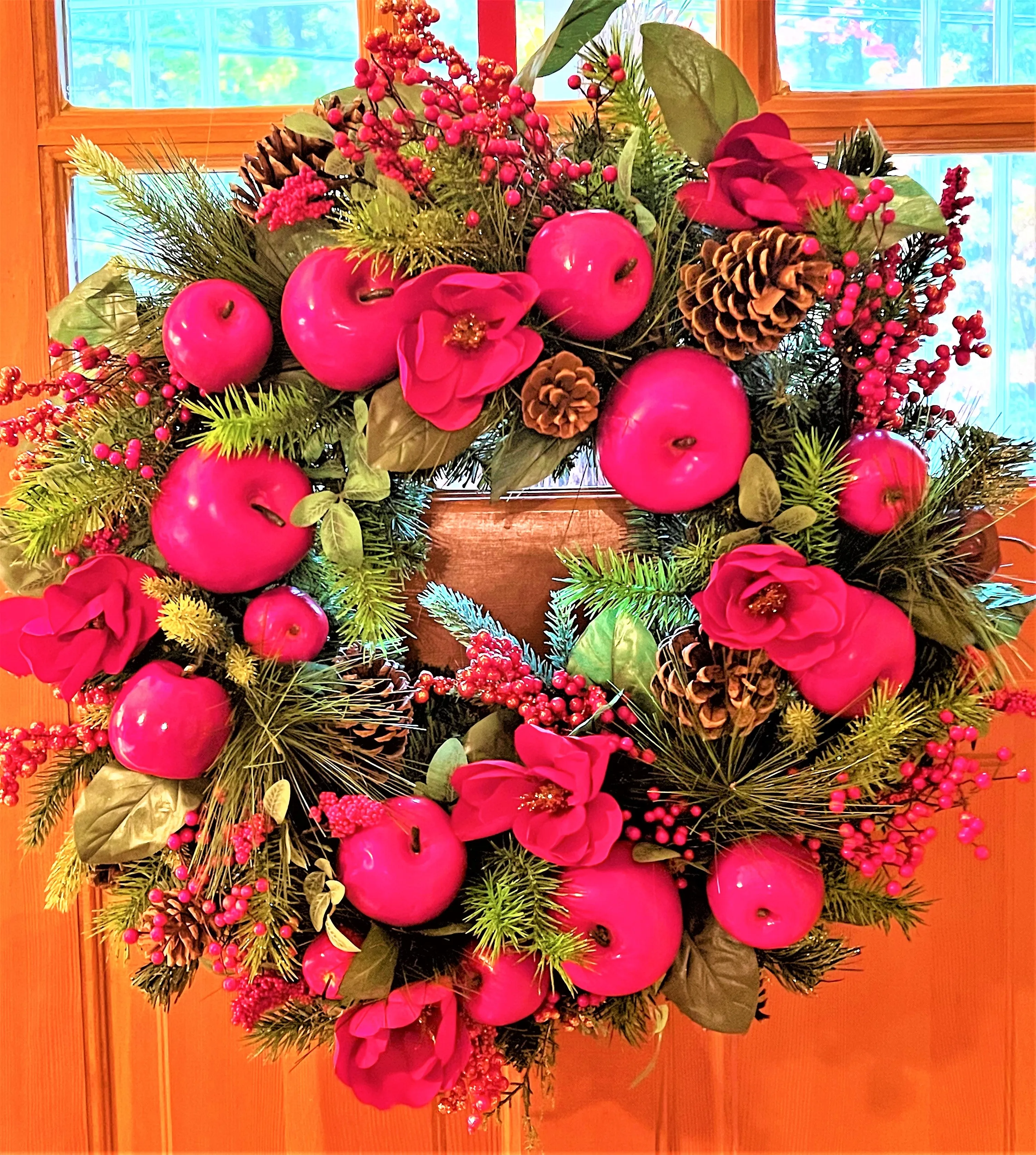 Sweet Apple-Berry-Pinecone Wreath 26 Inches Diameter