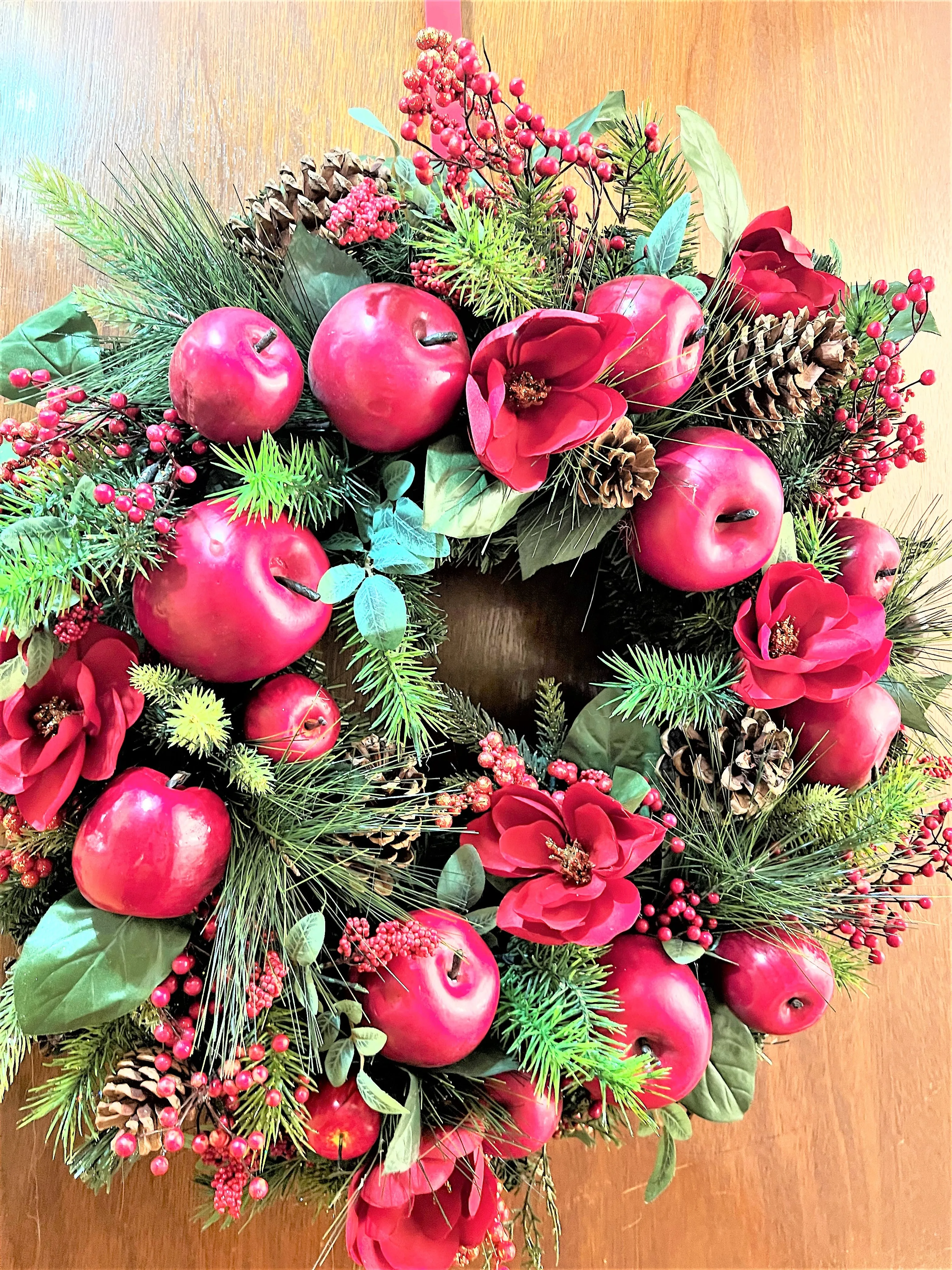 Sweet Apple-Berry-Pinecone Wreath 26 Inches Diameter
