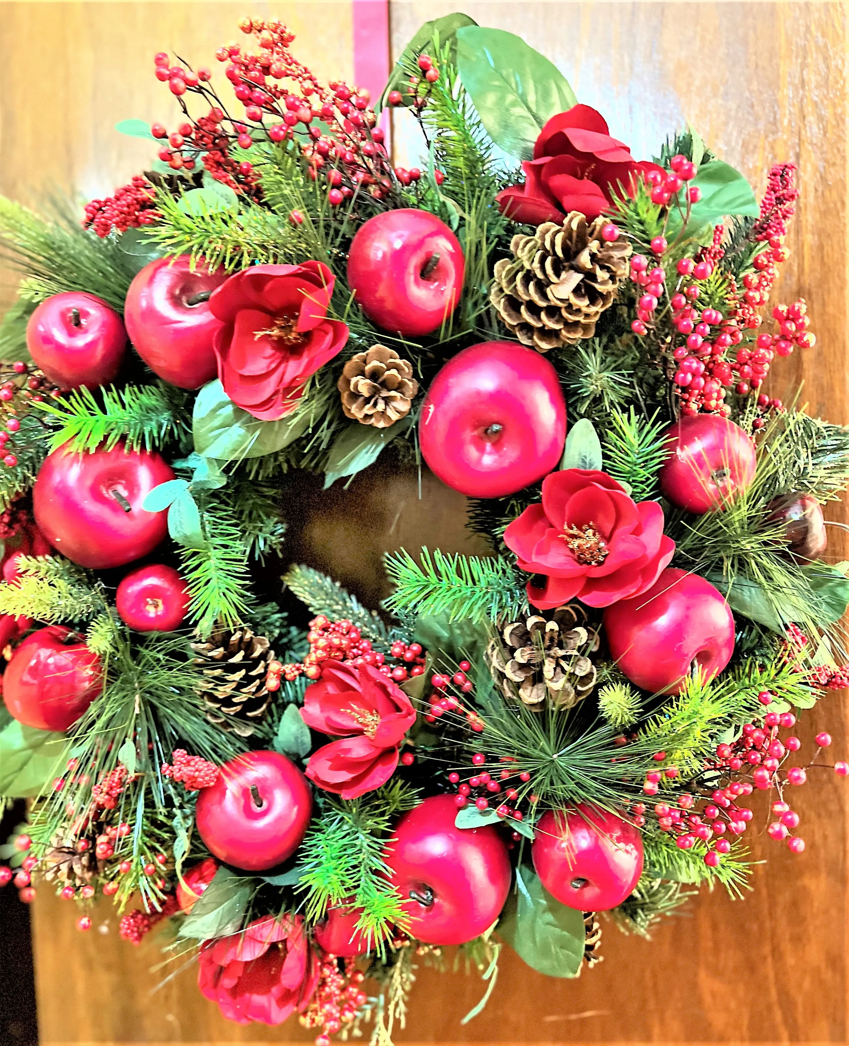 Sweet Apple-Berry-Pinecone Wreath 26 Inches Diameter