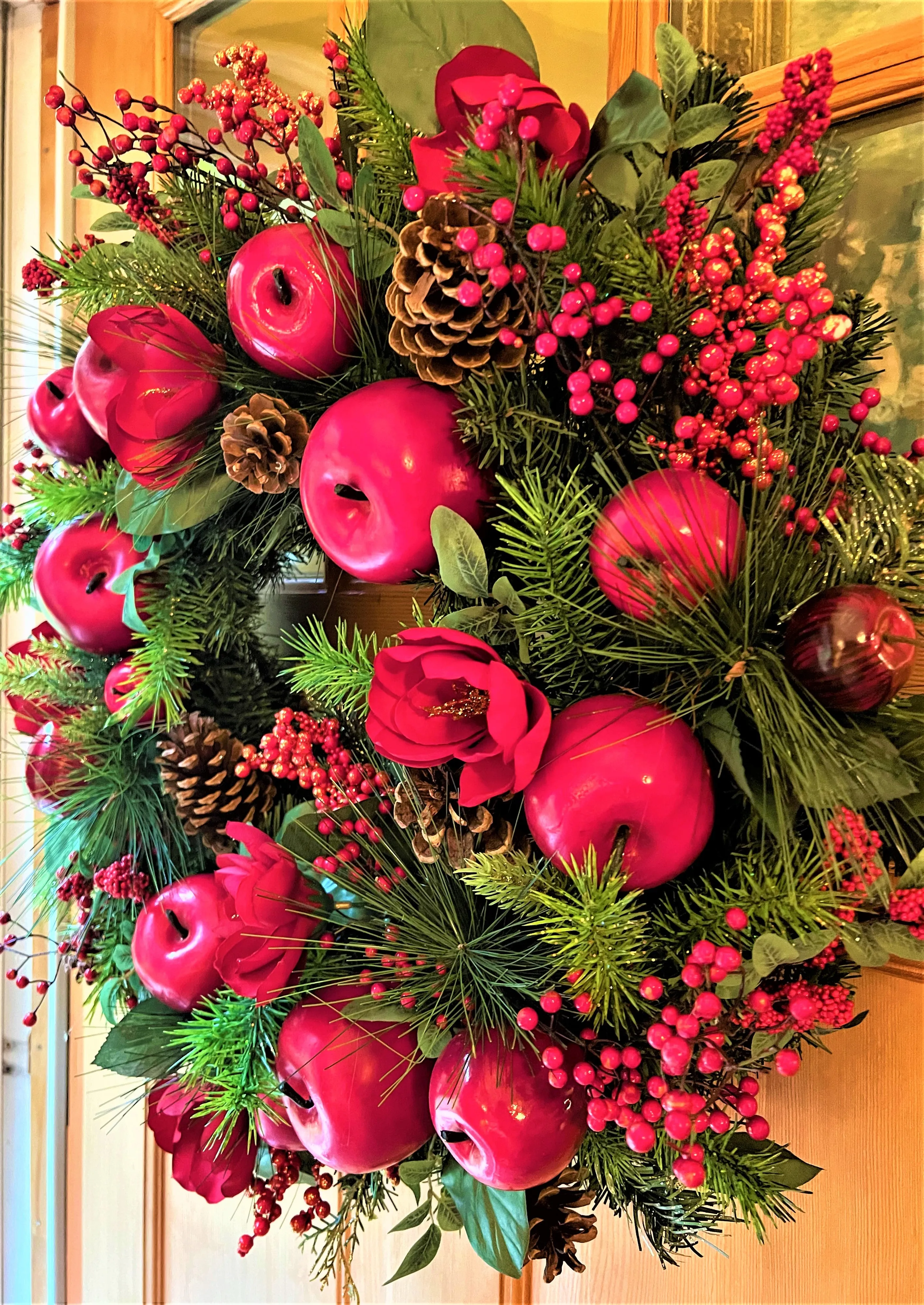 Sweet Apple-Berry-Pinecone Wreath 26 Inches Diameter