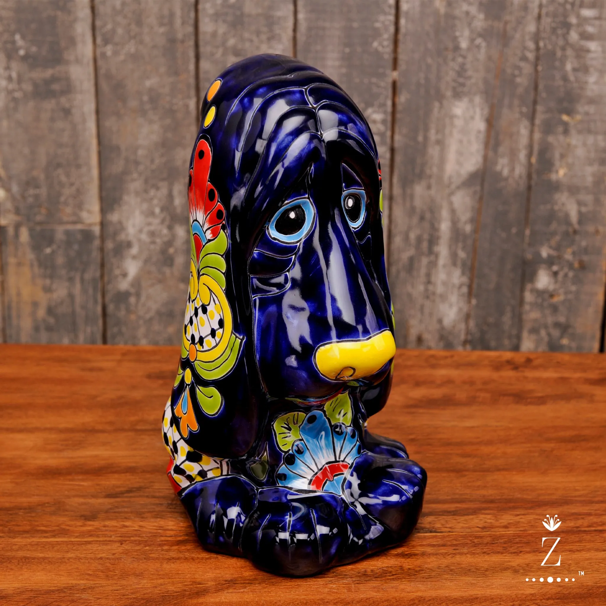Talavera Hound Dog Sculptural Coin Bank