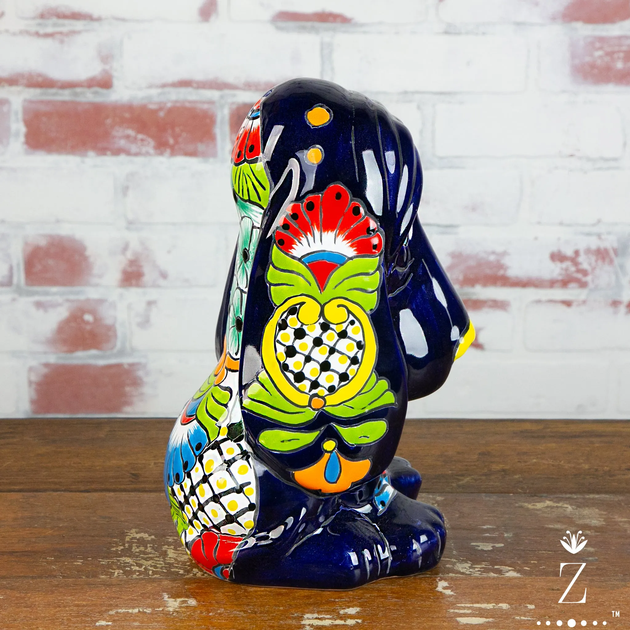 Talavera Hound Dog Sculptural Coin Bank