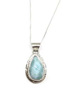 Teardrop Sterling Silver Larimar Pendant