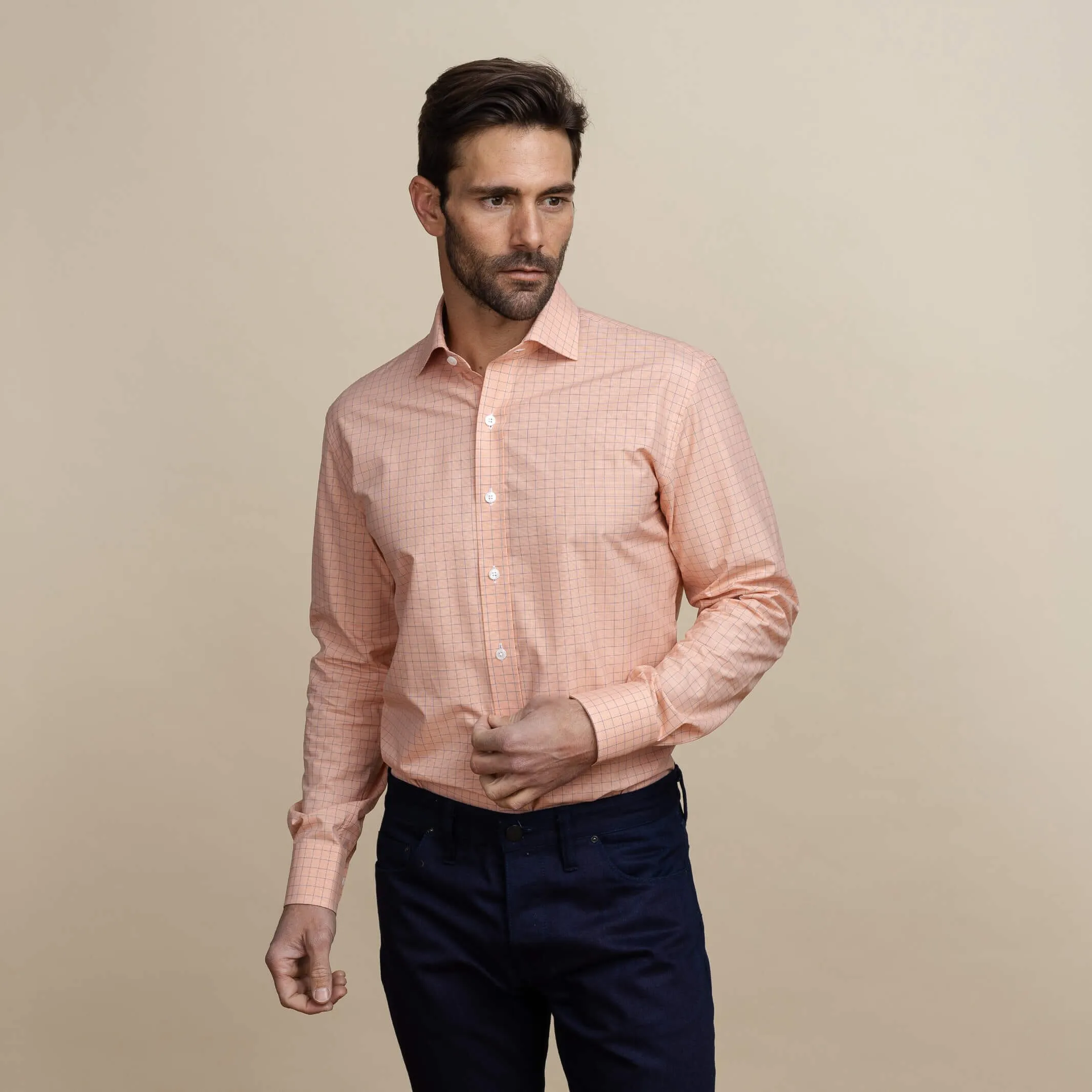 The Orange Clarendon Check Custom Shirt