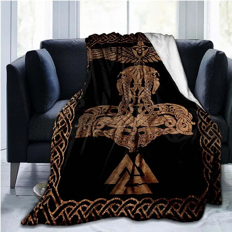 The Vikings Ancient Scandinavian Norse Runes axes 3D Soft Throw Blanket  Lightweight Flannel Blanket