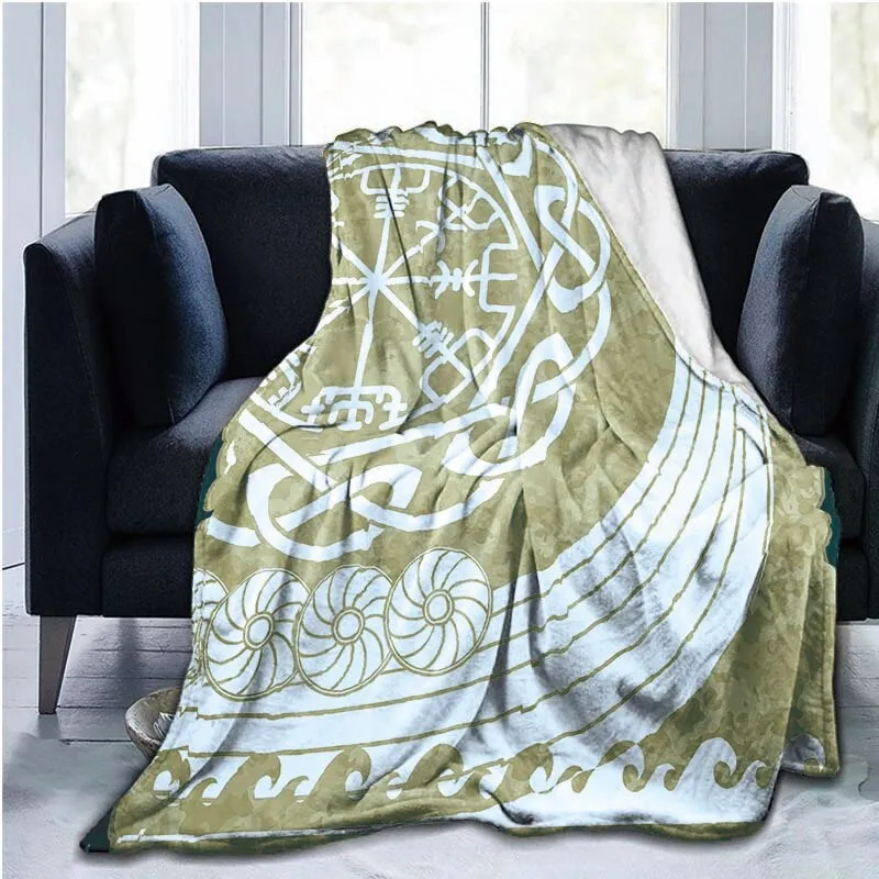 The Vikings Ancient Scandinavian Norse Runes axes 3D Soft Throw Blanket  Lightweight Flannel Blanket