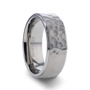 Thorsten MINISTER Titanium Ring with Raised Hammered Finish and Polished Step Edges - 8mm