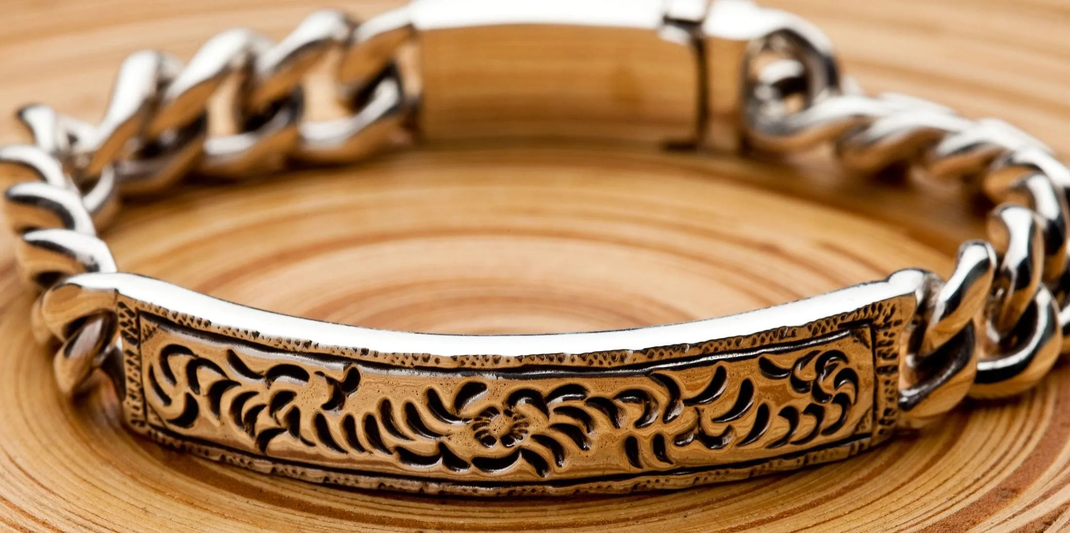 Tribal Hammered 925 Sterling Silver Men's ID Bracelet