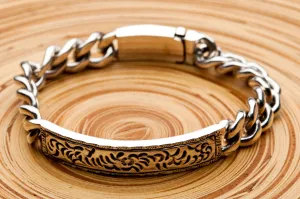 Tribal Hammered 925 Sterling Silver Men's ID Bracelet