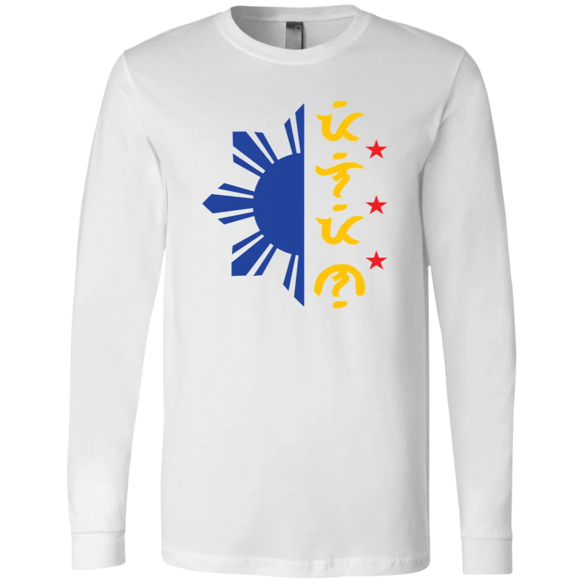 Tricolor Filipino in Baybayin Script Half Sun Mens Jersey Long Sleeve T-Shirt
