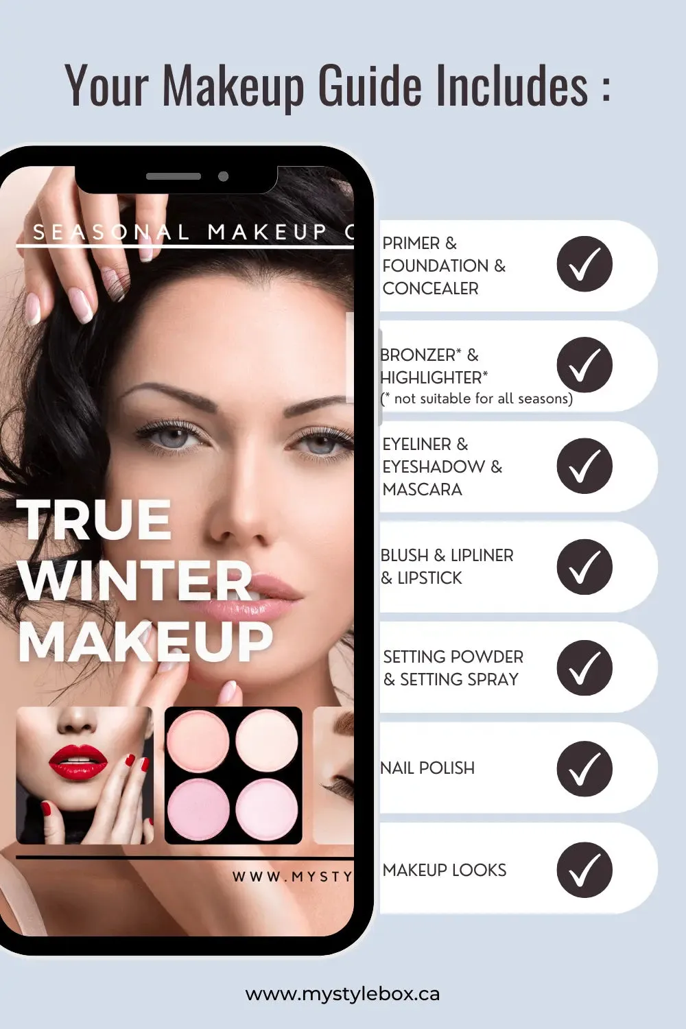 True Winter Digital Color Palette and Makeup Guide