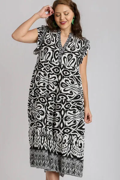 Umgee Black Swirl Midi Dress