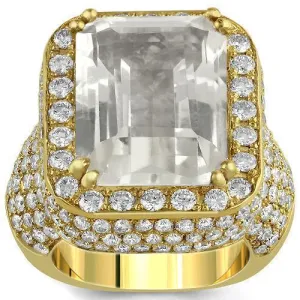 Unique 14K Solid Yellow Gold Diamond MensTourmaline Ring 18 Ctw