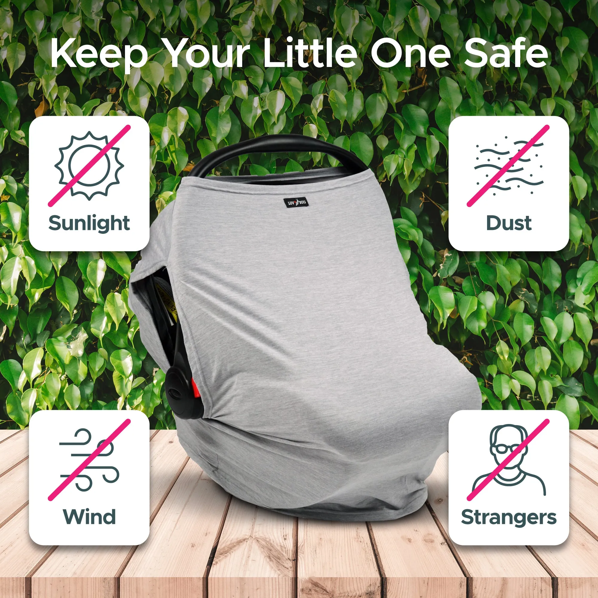 UPF 50  Car Seat Cover with Side Vents (Pink Palm)