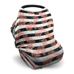 UPF 50  Car Seat Cover with Side Vents (Pink Palm)