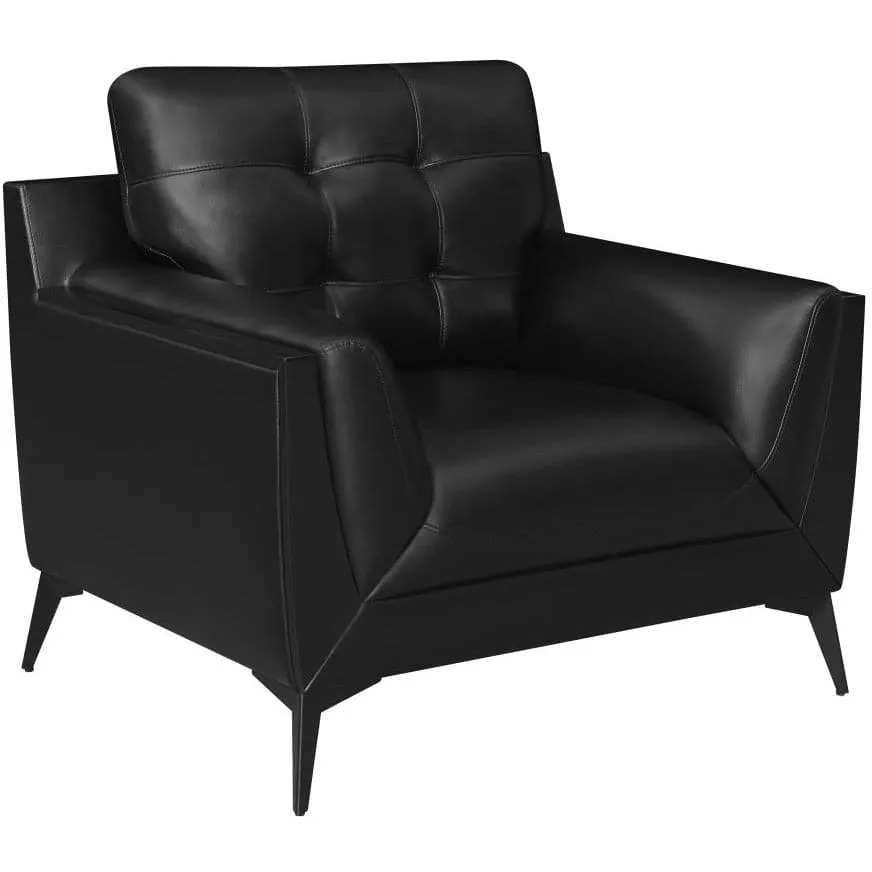 Upholstered Tufted Accent Chair with Track Arms in Black