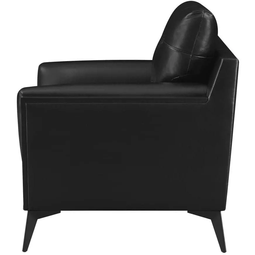 Upholstered Tufted Accent Chair with Track Arms in Black