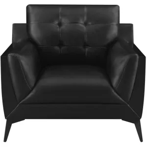 Upholstered Tufted Accent Chair with Track Arms in Black