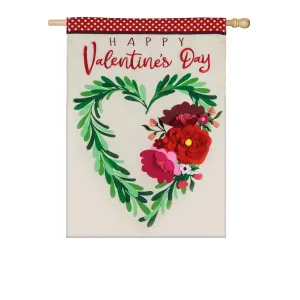 Valentine's Floral Heart Wreath House Applique Flag,159105