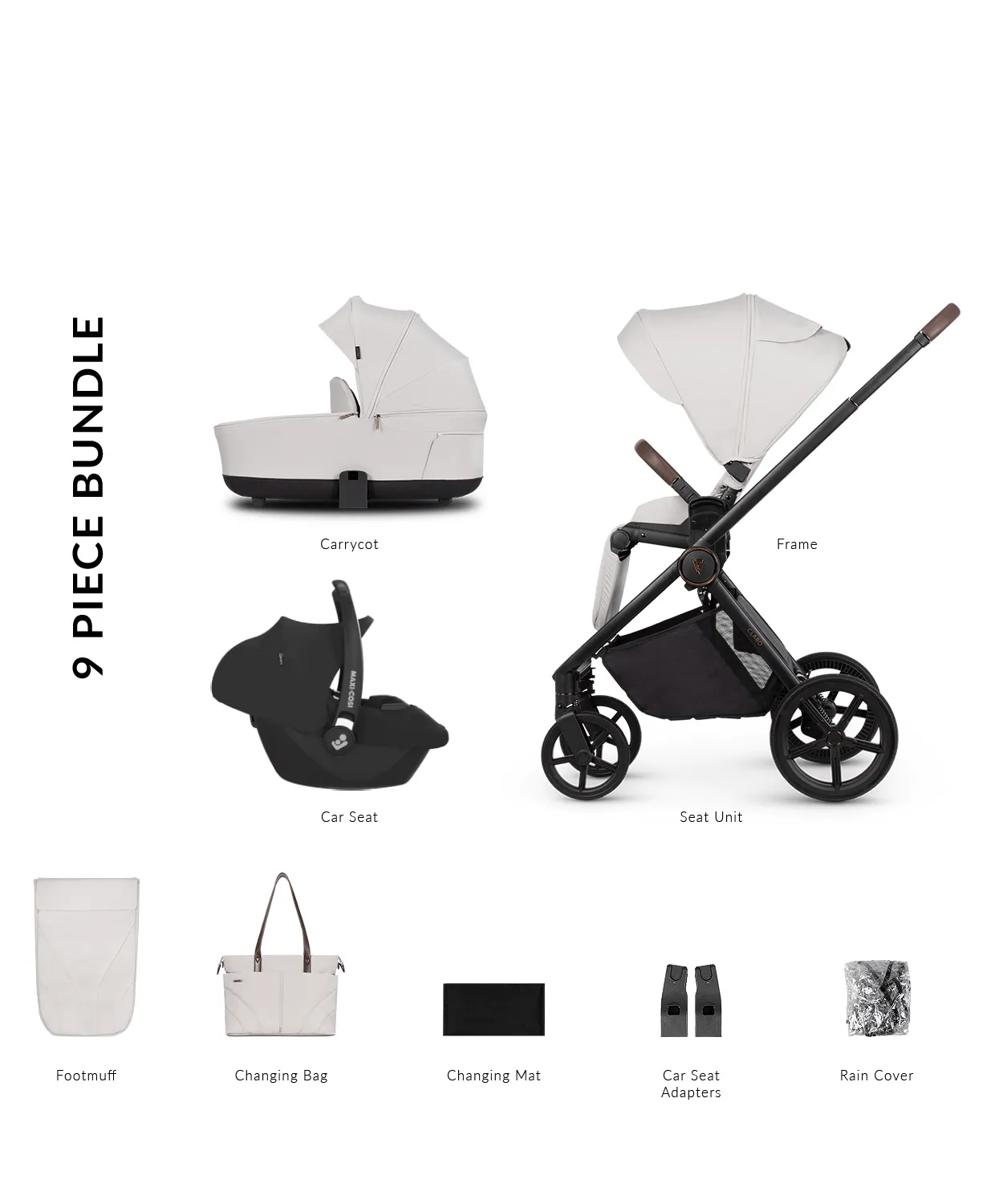 Venicci Claro 3in1 (Cabriofix i-Size) Travel System - Vanilla