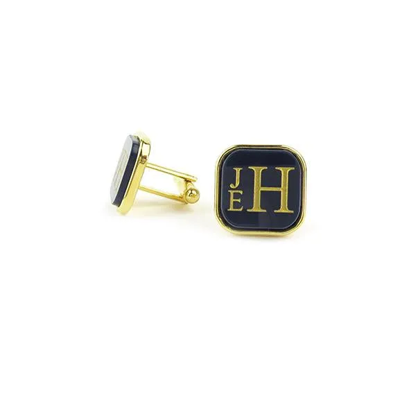 Vineyard Cuff Links Square Stacked Monogram