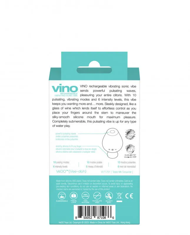 Vino Rechargeable Vibrating Sonic Vibe - Turquoise