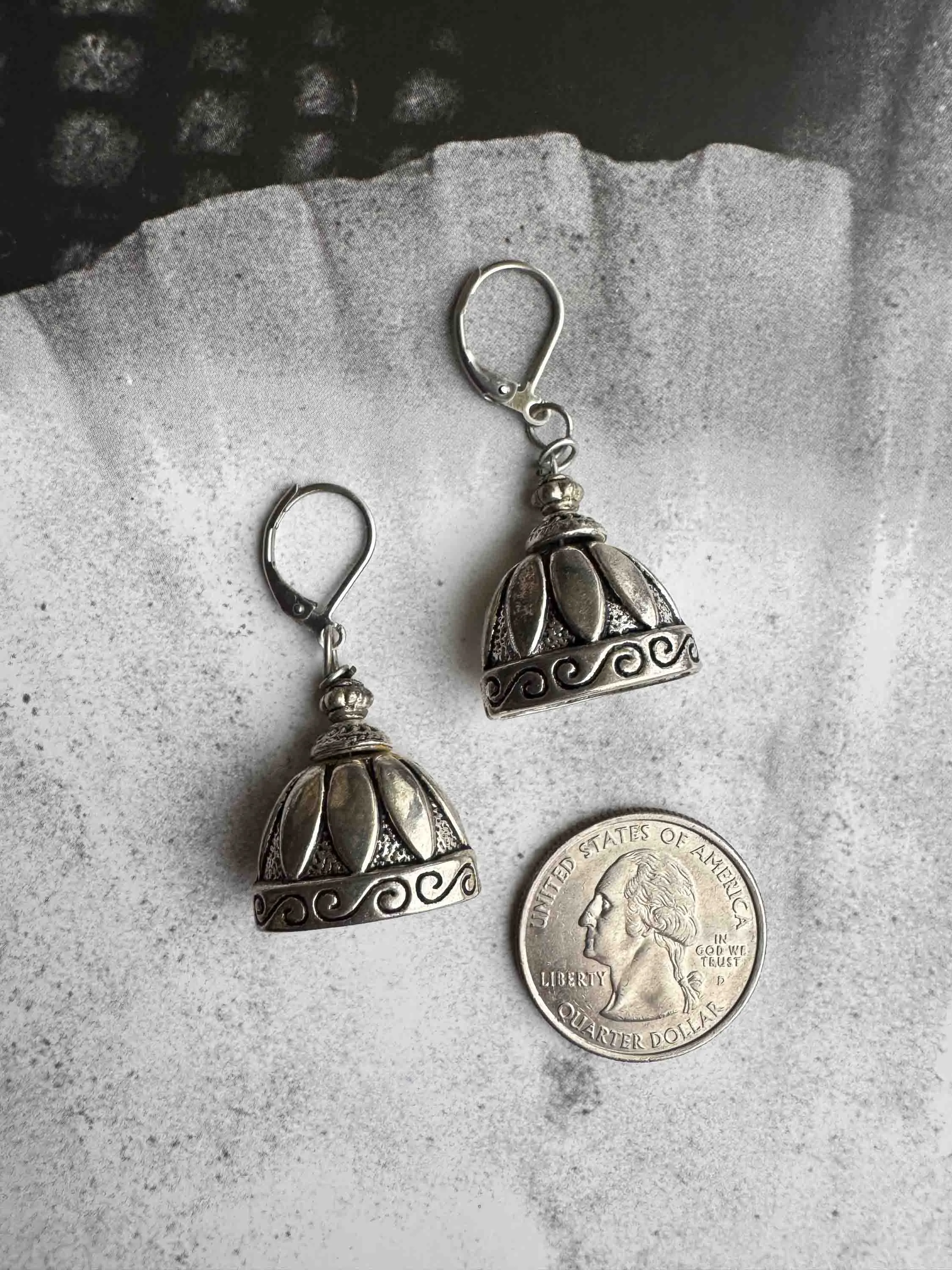 Vintage Silver Dome Jhumka Earrings – Timeless Bohemian Elegance