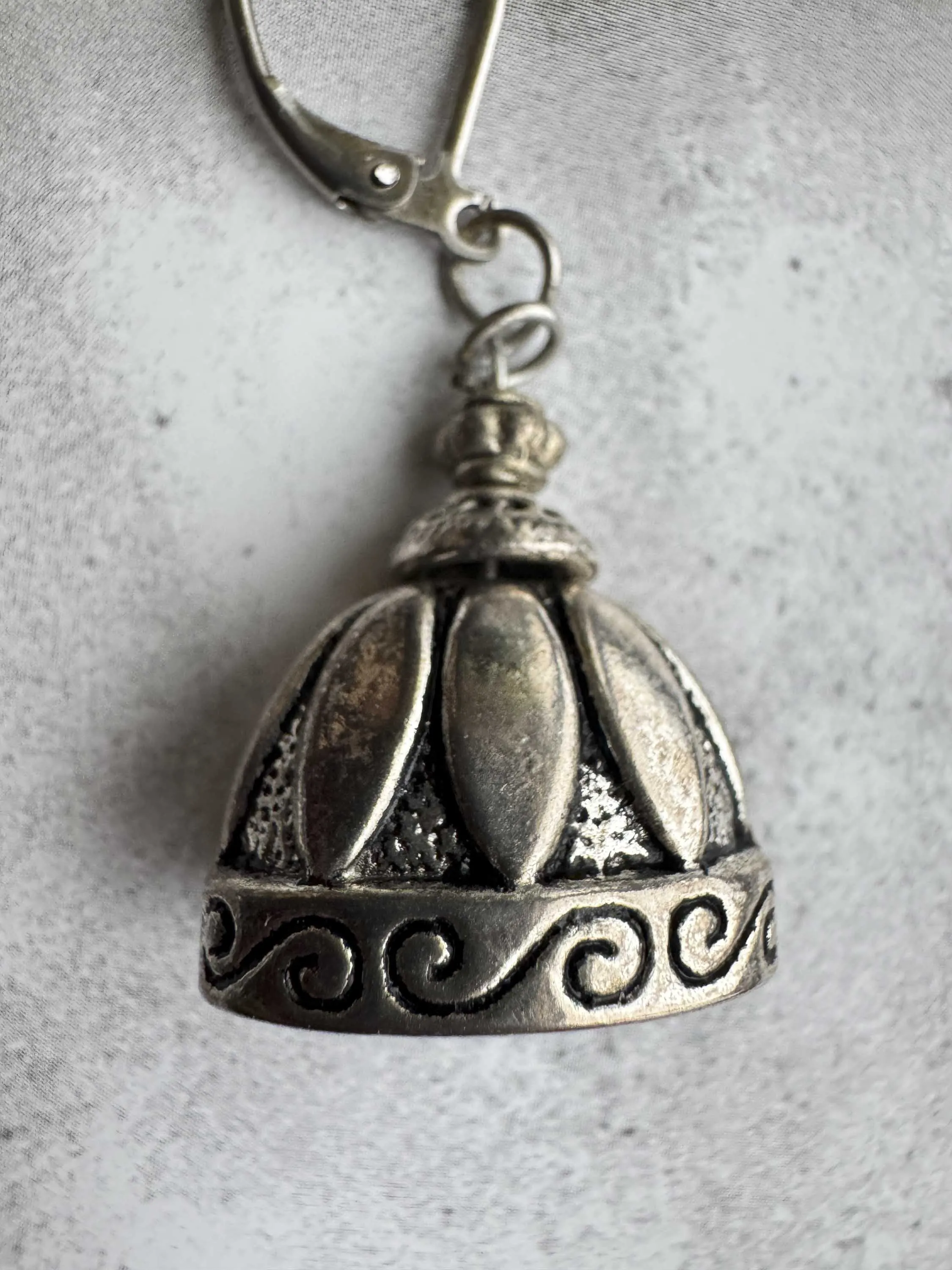 Vintage Silver Dome Jhumka Earrings – Timeless Bohemian Elegance