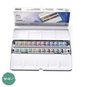 Watercolour Paint Sets - Winsor & Newton COTMAN - COMPLETE TRAVEL TIN - 24 x Half pans
