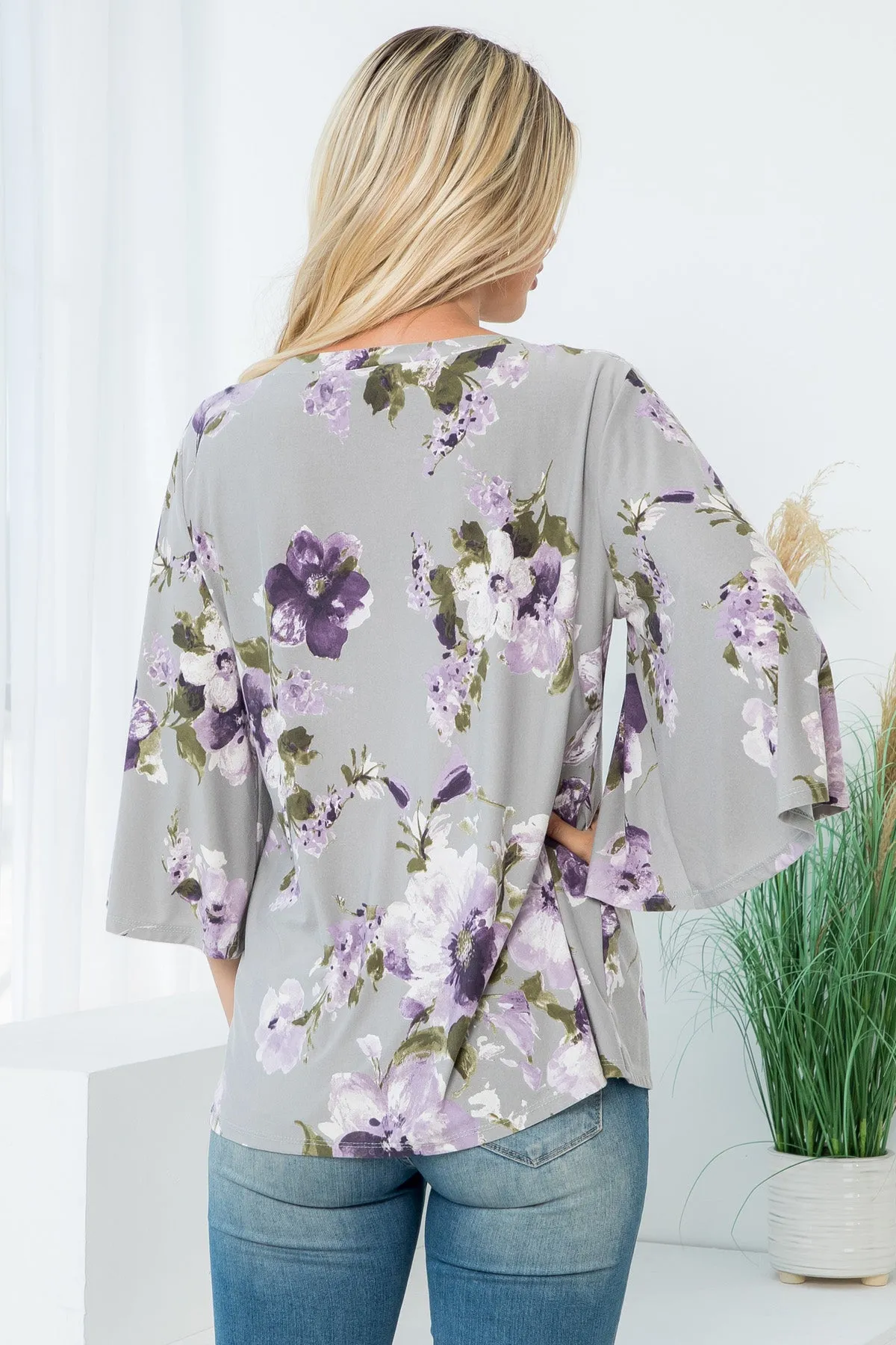 Wide Sleeve Floral Top