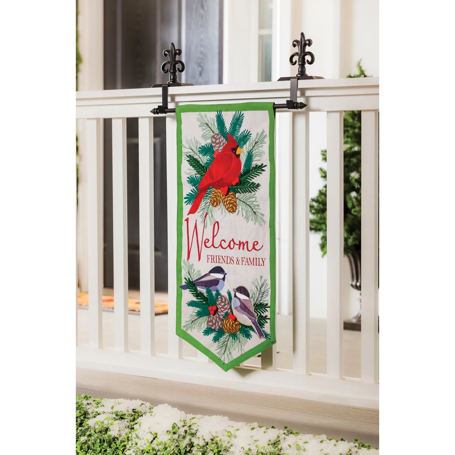 Winter Birds Welcome Everlasting Impressions Textile Decor,14l8796xl