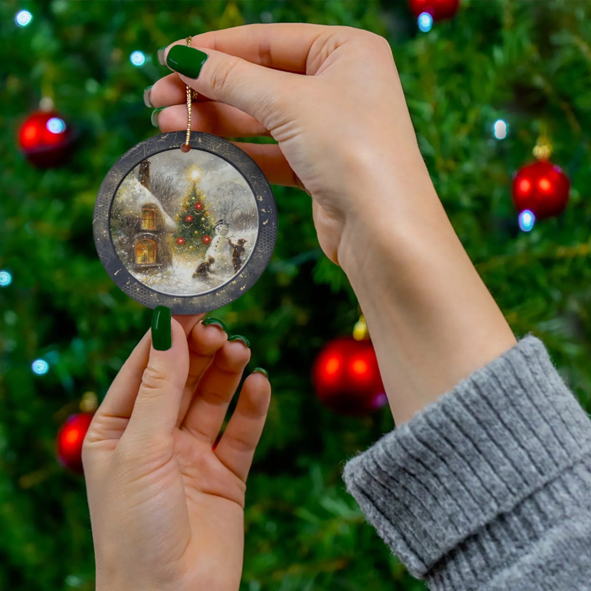 Winter Scene Ceramic Disc Ornament           Item #2851276