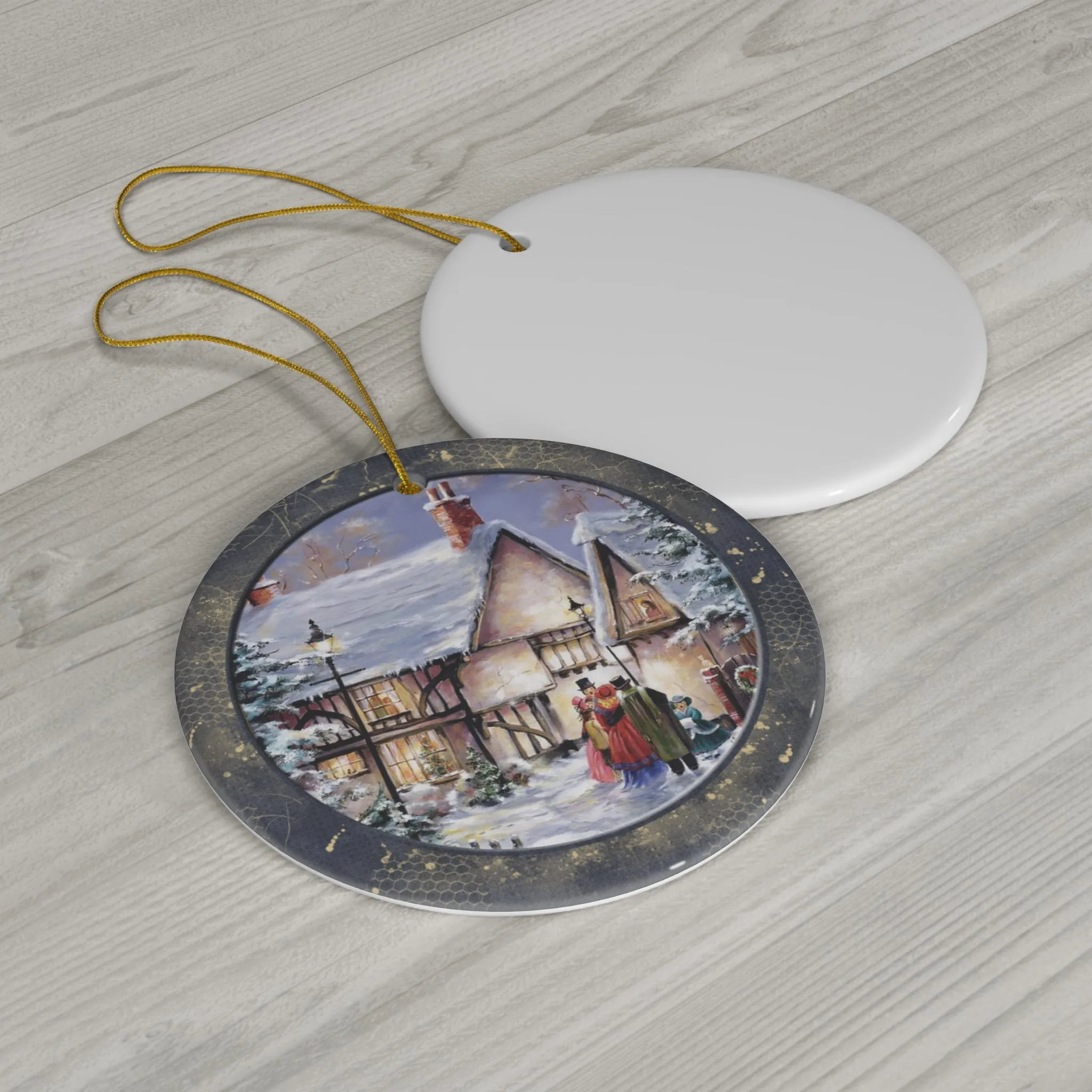 Winter Scene Ceramic Disc Ornament          Item #485117