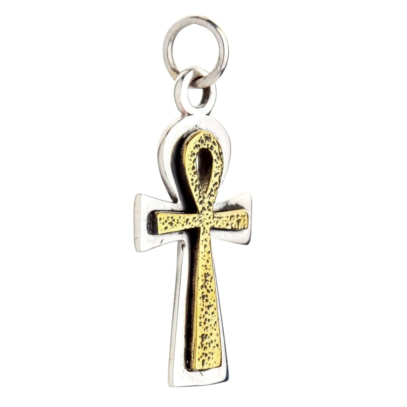 Yellow Gold Ankh Sterling Silver Pendant