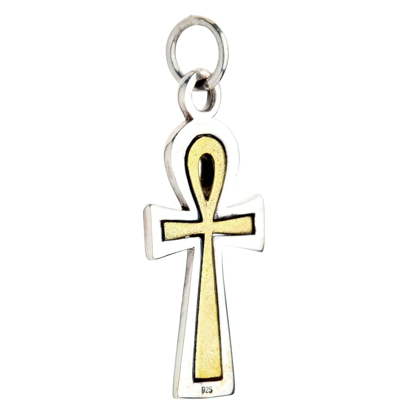 Yellow Gold Ankh Sterling Silver Pendant