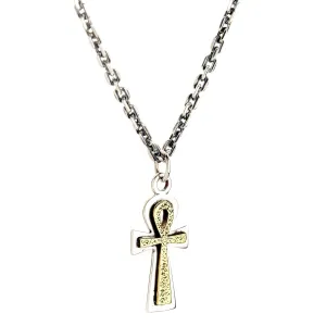 Yellow Gold Ankh Sterling Silver Pendant