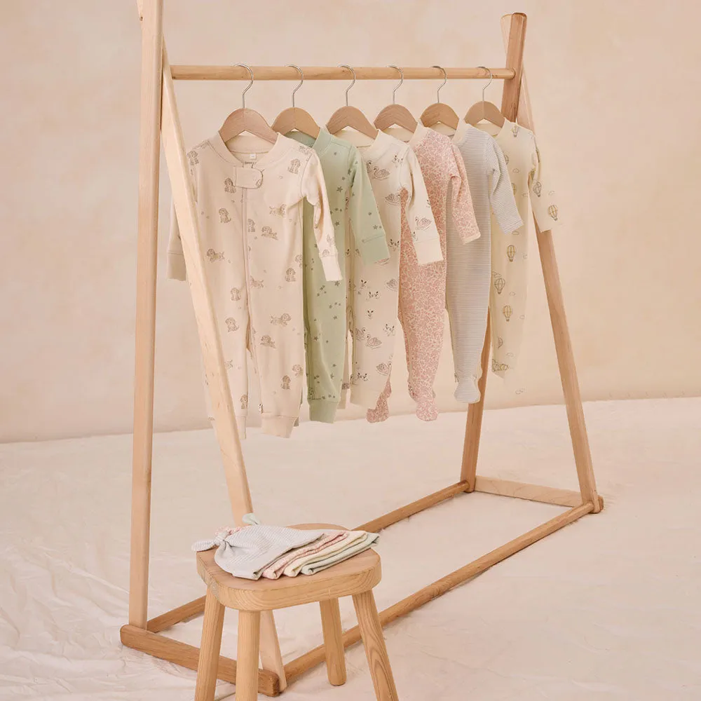 Zip Long Sleeve Sleeper Footie | Sky Micro Stripe