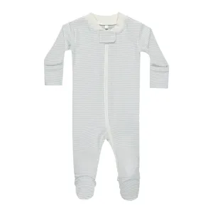 Zip Long Sleeve Sleeper Footie | Sky Micro Stripe